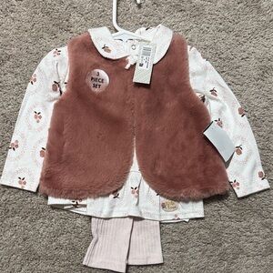 Girls 3-Piece Cozy Pink Faux-Fur Vest Set